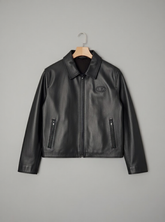 Myla - Women's Black PU Faux Leather Front-Zip Jacket