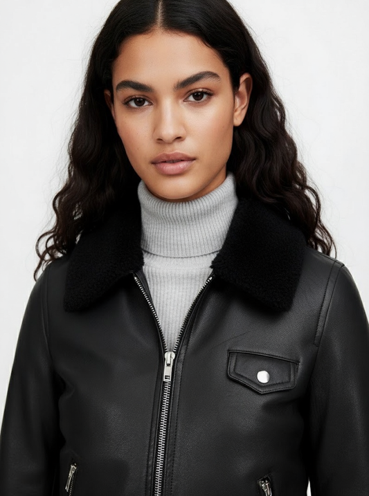 Shearling Collar- Classy Black