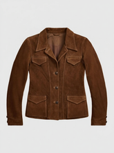 Toux - Women's Dark Brown Suede Relaxed Trench Jacket