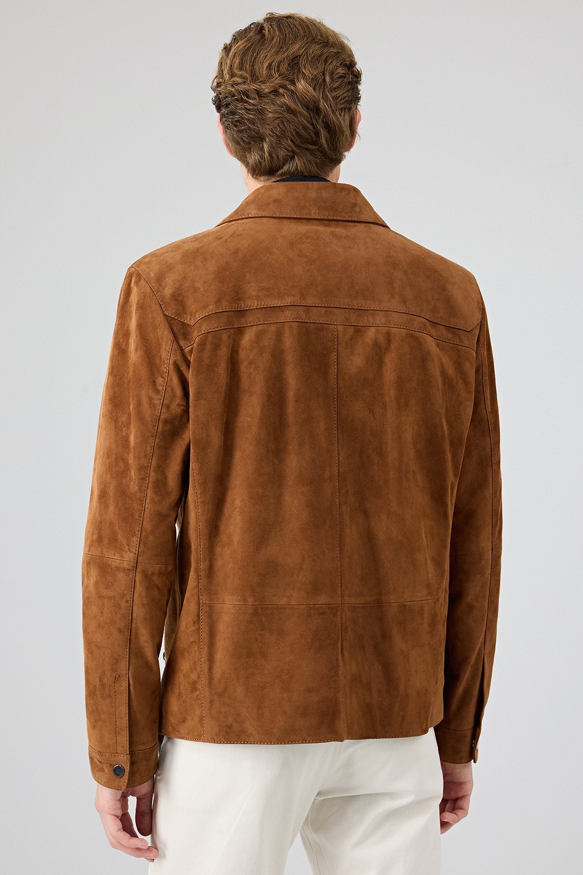 Cayo – Men's Tan Suede Leather Harrington Jacket with Side Zip Pockets