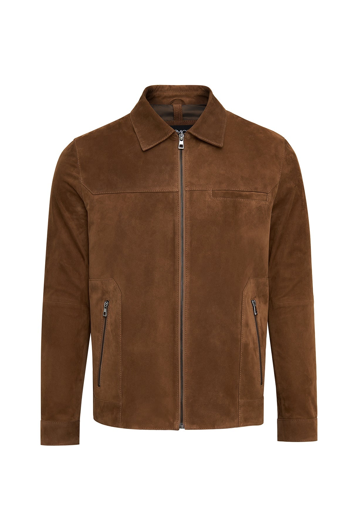 Cayo – Men's Tan Suede Leather Harrington Jacket with Side Zip Pockets