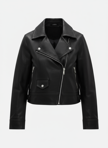 Edgy Zip Leather Jacket