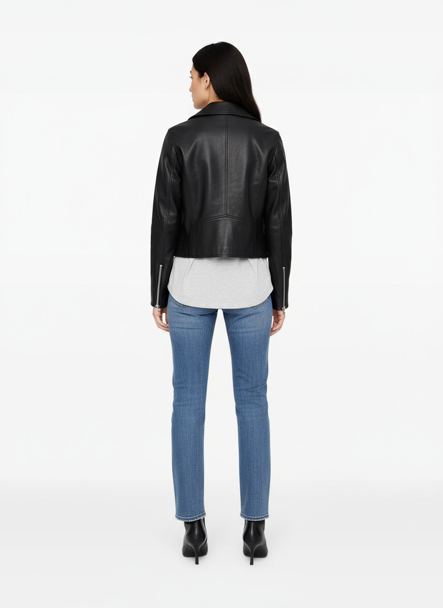 Edgy Zip Leather Jacket