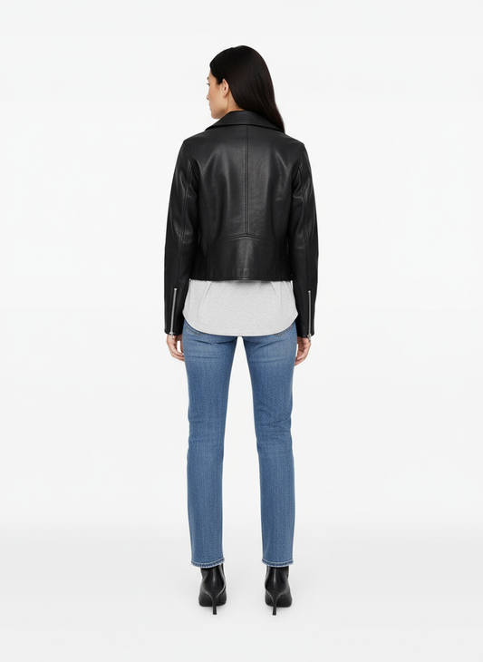 Edgy Zip Leather Jacket