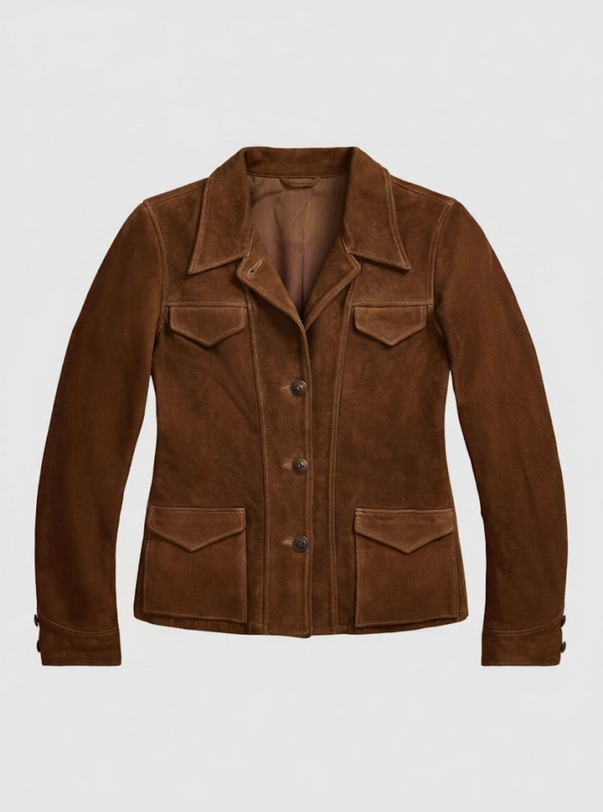 Toux - Women's Dark Brown Suede Relaxed Trench Jacket