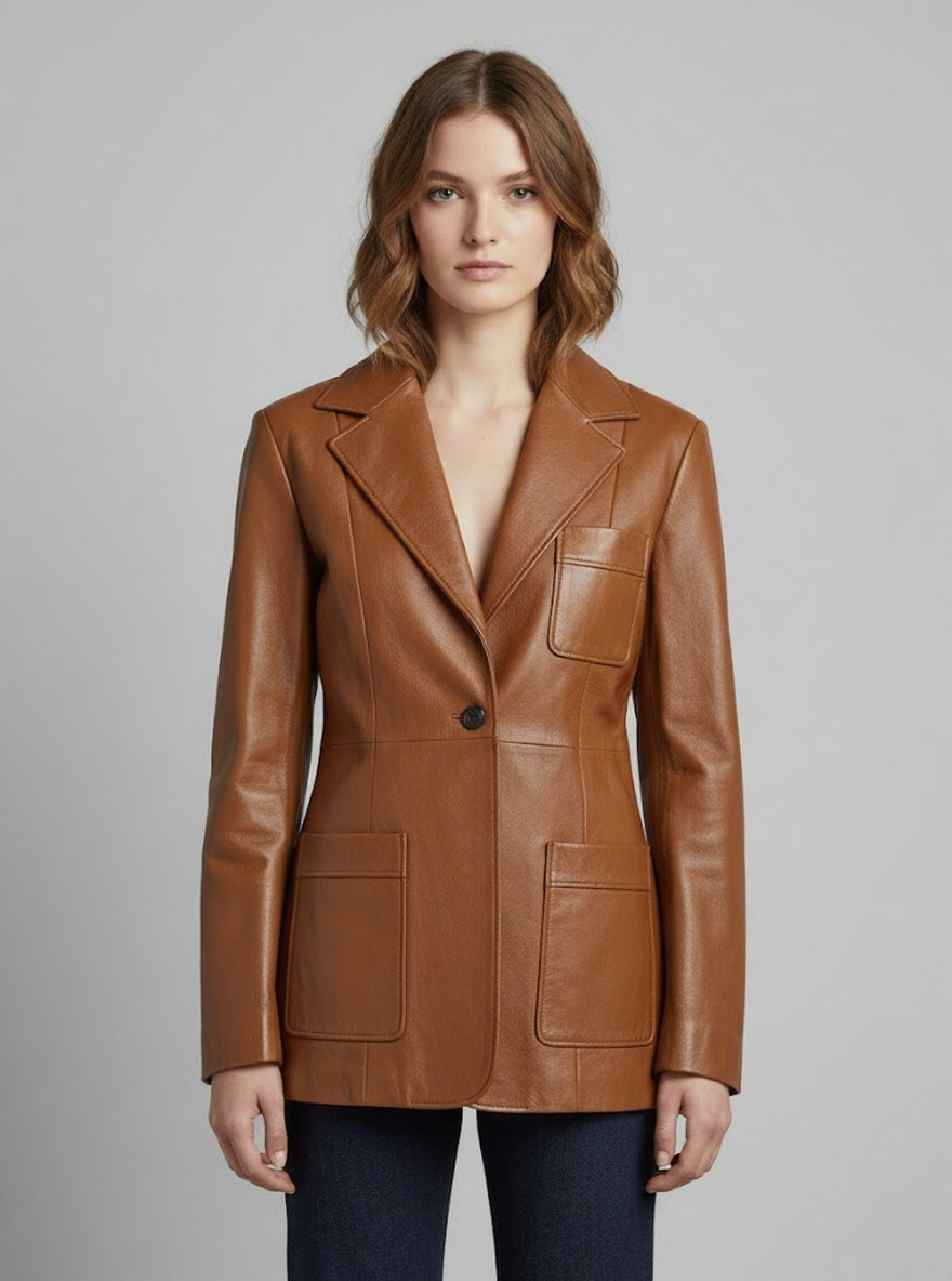 Women's Cognac Brown Blazer